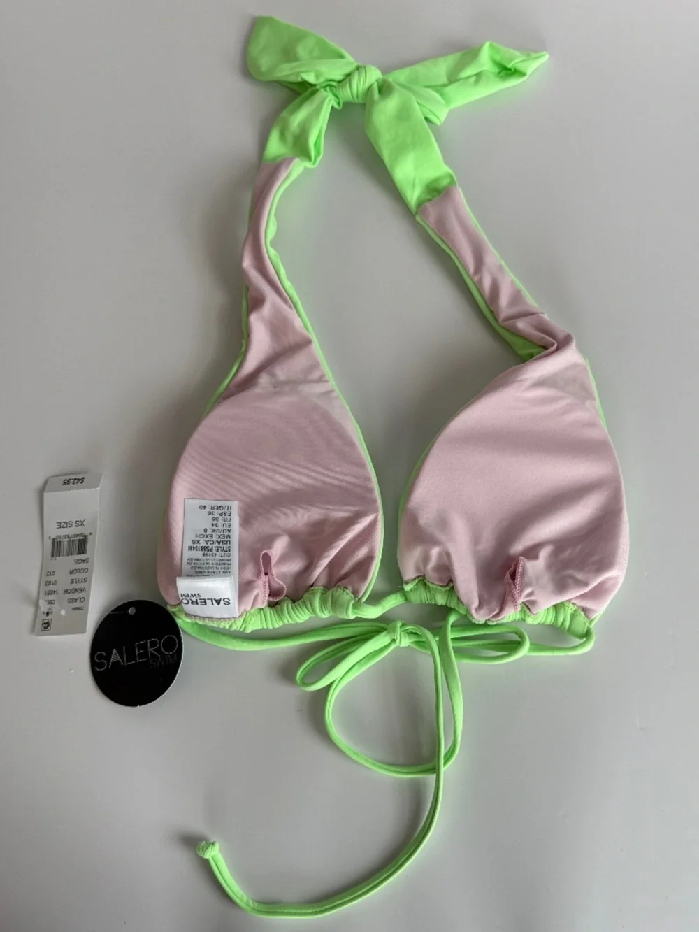 Salero Swim Neon Green Halter Bikini Top XS NWT